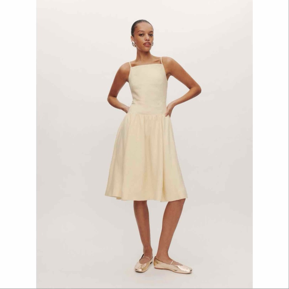 Reformation Clarabelle Linen Dress in Sugar
